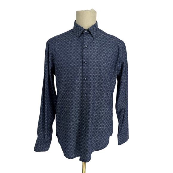 Robert Graham Woven Button Front Long Sleeve Shirt Diamante NavyAbstract Print M - Picture 2 of 8